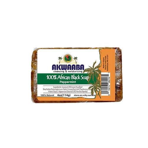 AKWAABA African Black Soap - 4oz - Peppermint
