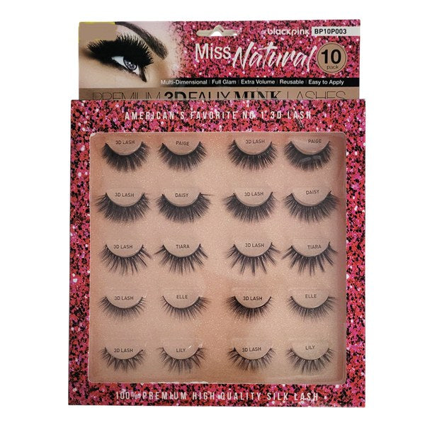 BlackPink Premium 3D Faux Mink Lash 10 Pairs #BP10P003 - Miss Natural