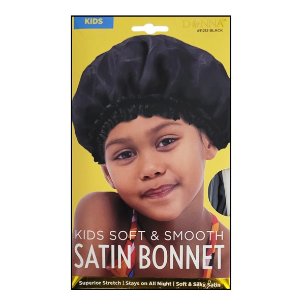 Donna Kids Soft & Smooth Satin Bonnet #11212 - Black