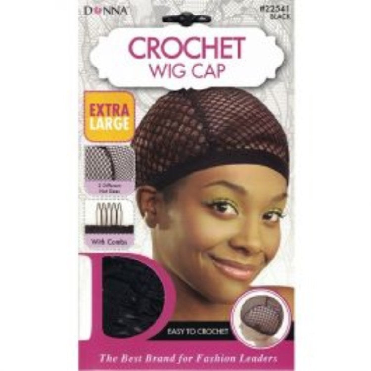 Donna Crochet Wig Cap XL #22541 - Black