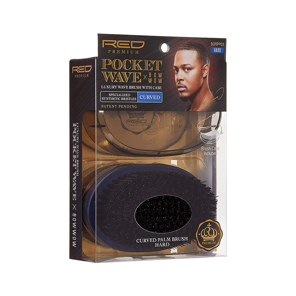 Red Premium Pocket Wave Bow Wow Curved Palm Brush