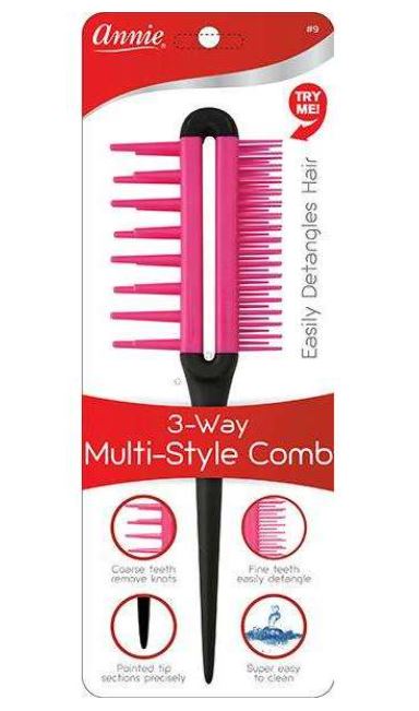 Annie 3-way Multi-Style Comb Pink