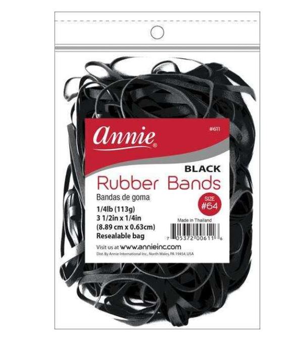 Annie Rubber Band 3 1/2" x 1/4", 1/4lb Black