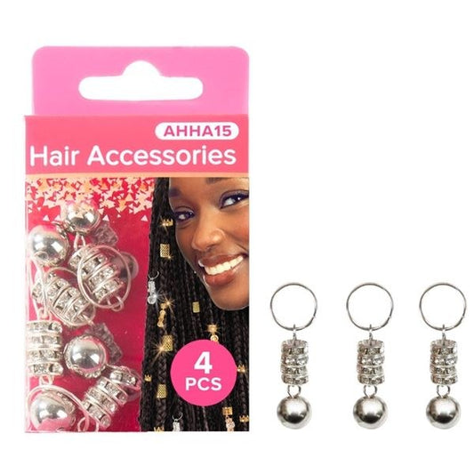 Absolute New York Pinccat Premium Dreadlocks & Braiding Hair Accessories - AHHA015 - Silver