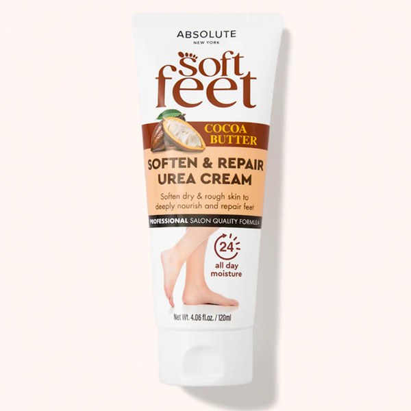 Absolute New York Soft Feet Soften & Repair Urea Foot Cream - Cocoa Butter - SOCR04 - 4.06 oz