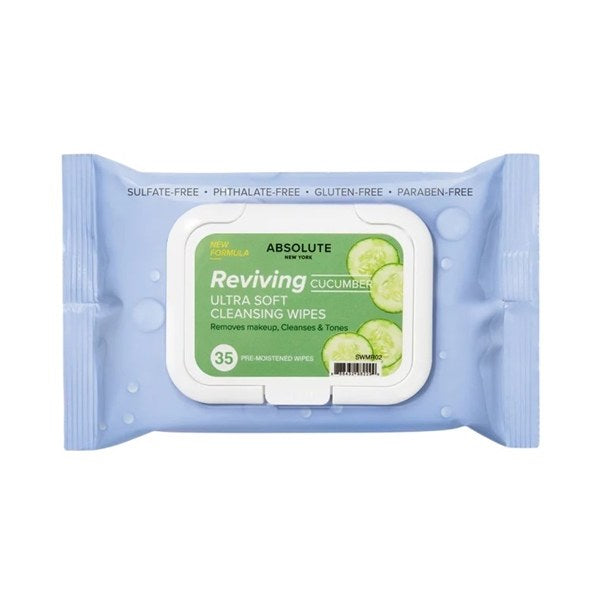 Absolute New York Ultra Soft Cleansing Wipes - SWMR02 Reviving Cucumber - 35 Wipes