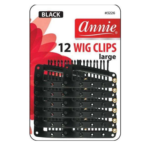 Annie Wig Clips Large 12ct #3226 - Black