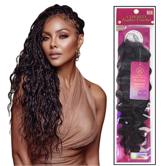 Chesed Feather Crochet Deep Wave - 12 Inch - # NATURAL