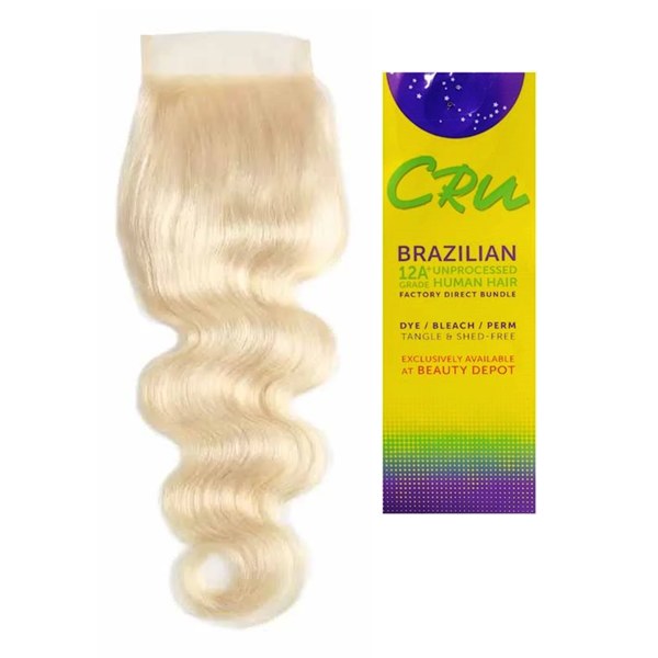 CRU 12A Body Wave Unprocessed Human Hair Closure - 4x4 - 14" - # 613