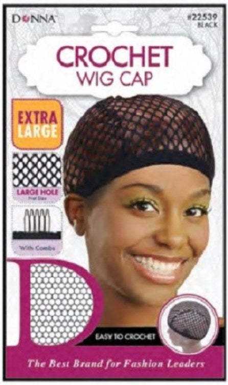 Donna Crochet Wig Cap Large Hole X-Large #22539 - Black