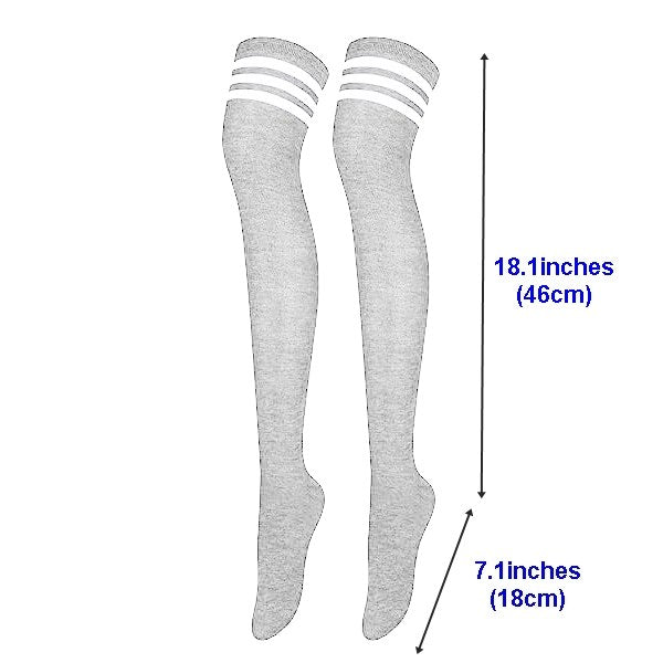 Eden Thigh High Socks #SM1-LW - L.Gray & White Strips