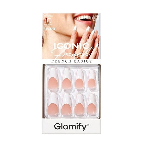 Glamify Iconic French Press-On Nails - NTIF07 Coffin Long - 24 Nails