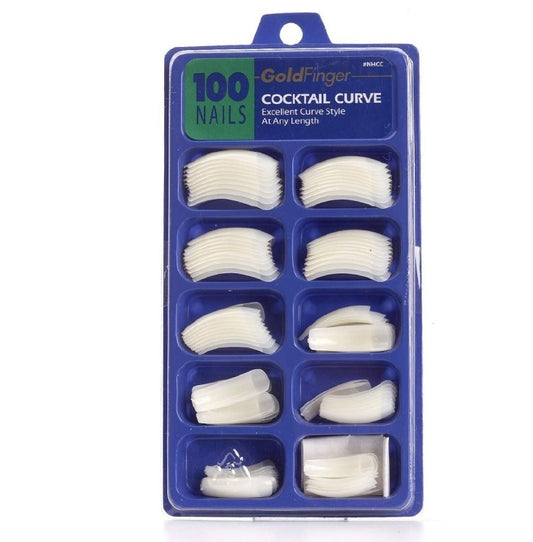 Gold Finger 100 Acrylic Plain Nails Cocktail Curve #NHCC - 100 pieces