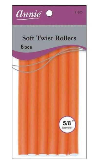 Annie Soft Twist Rollers 7in 6ct Orange
