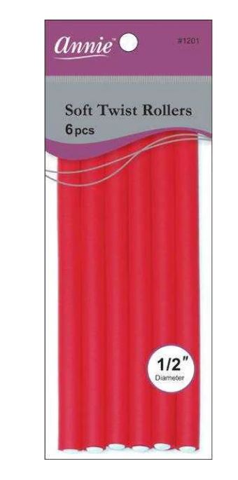 Annie Soft Twist Rollers 7in 6ct Red